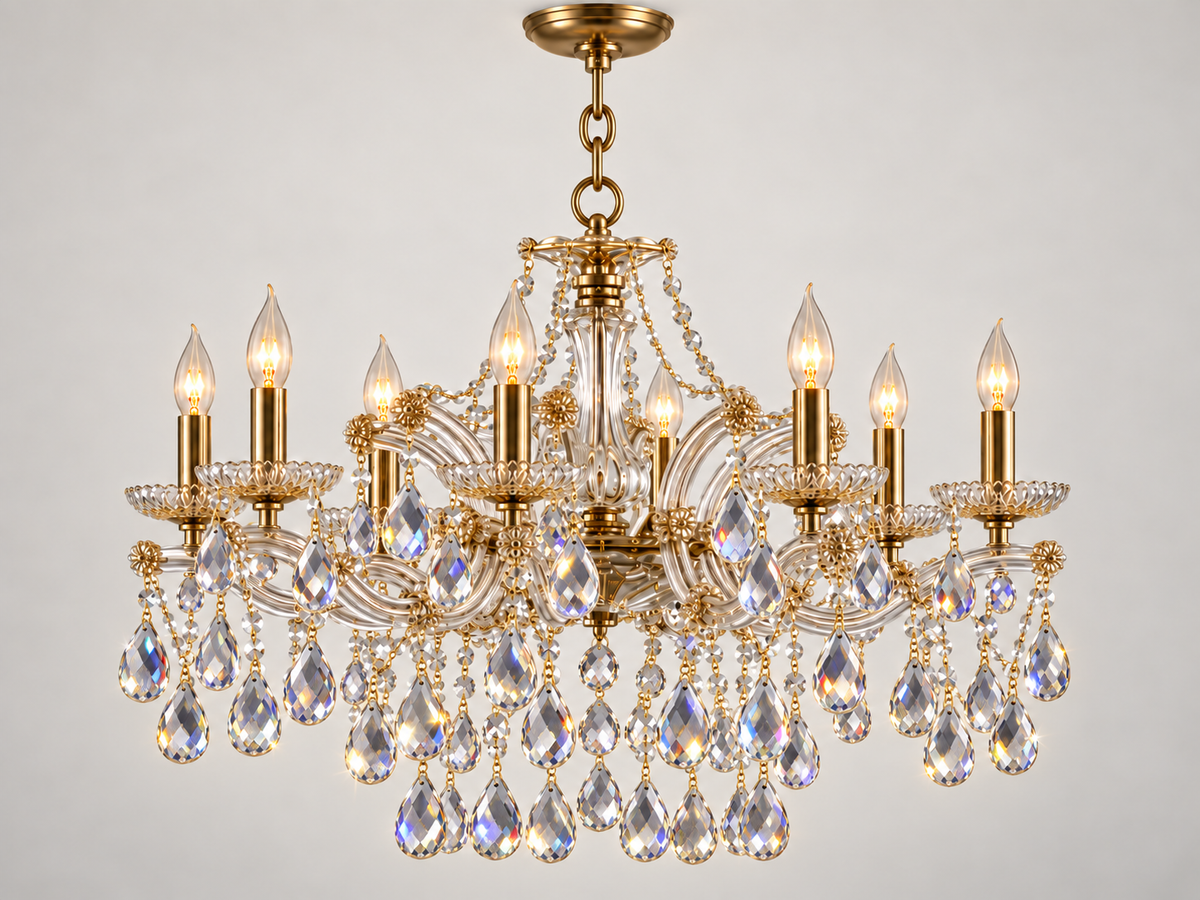 Maria Theresa Asfour Crystal Chandelier – 8-Light Swedish Cut Dining Room Light