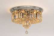 Circular Asfour Crystal Flush Mount Chandelier – 6-Light Low Ceiling Bedroom & Living Room Light
