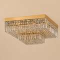 Square Shower 9-Light Asfour Crystal Flush Chandelier for Living Room