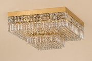Quadrat Asfour Crystal Flush Mount Chandelier – 9-Light Low Ceiling Living Room & Bedroom Light