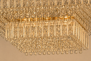 Quadrat Asfour Crystal Flush Mount Chandelier – 9-Light Low Ceiling Living Room & Bedroom Light