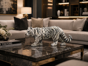 Asfour Crystal White Tiger Sculpture – Hand-Encrusted Decorative Figurine & Home Accent