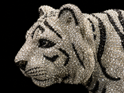 Asfour Crystal White Tiger Sculpture – Hand-Encrusted Decorative Figurine & Home Accent