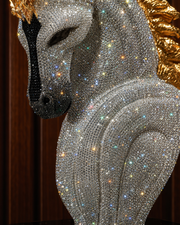 Asfour Crystal Arabian Horse Stallion Bust Sculpture – 24K Gold Mane Decorative Statue