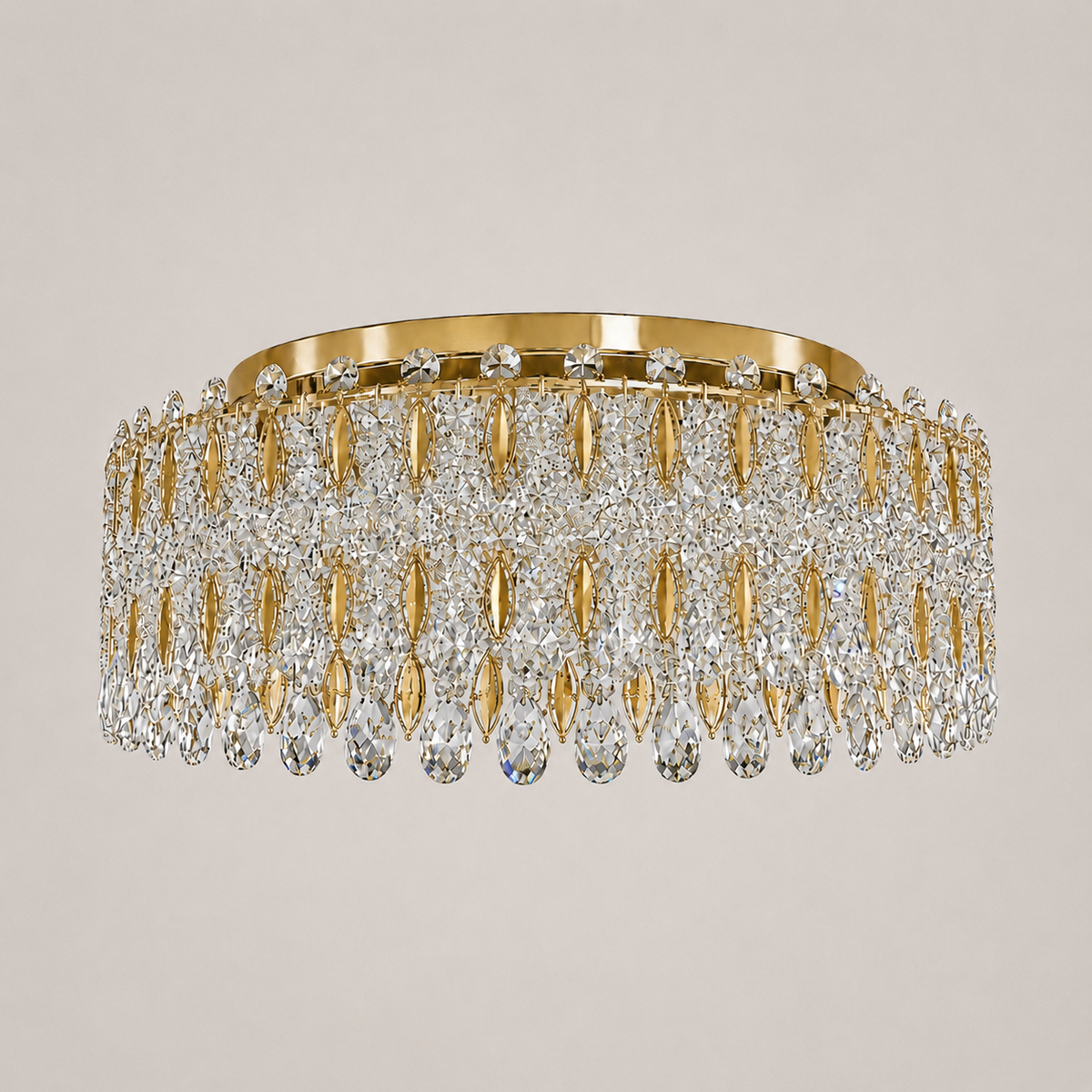 Kaiserin Crown Asfour Crystal Flush Mount Chandelier – 12-Light Low Ceiling Light