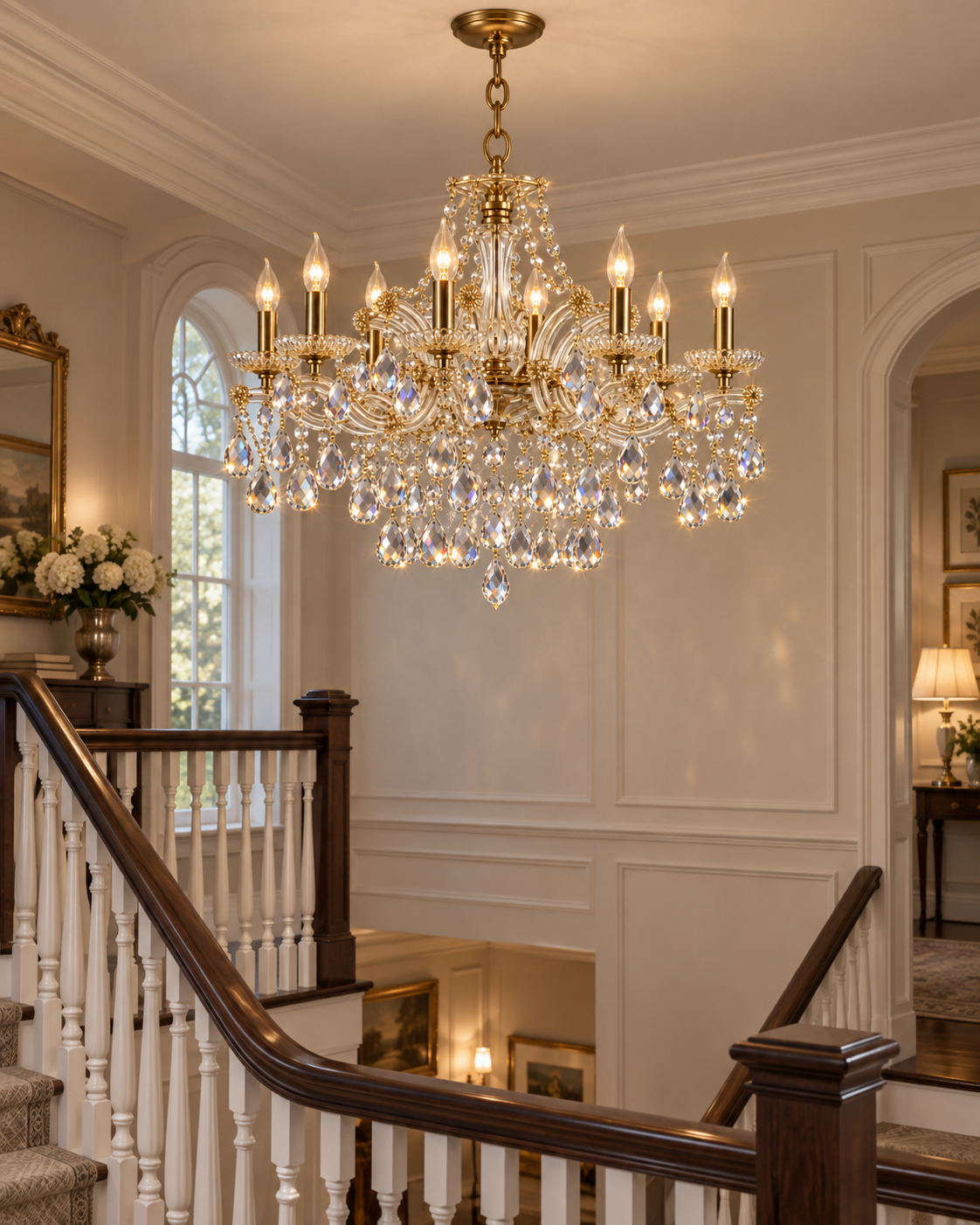 Maria Theresa Asfour Crystal Chandelier – 8-Light Swedish Cut Dining Room Light