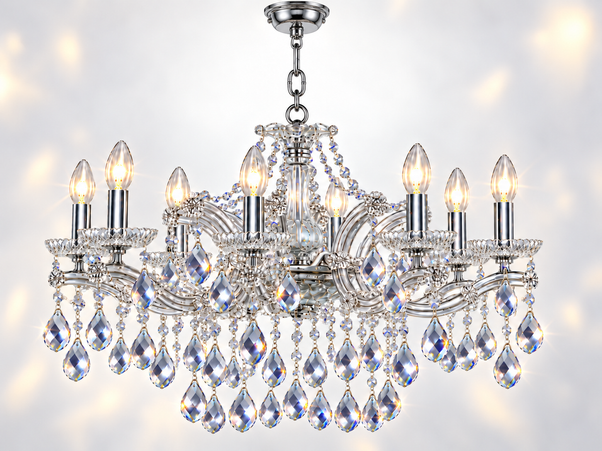 Maria Theresa Asfour Crystal Chandelier – 8-Light Swedish Cut Dining Room Light