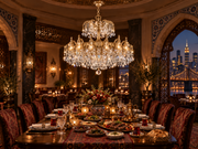 Luxor Asfour Crystal Chandelier – 12-Light 24K Oxidized Gold Dining Room & Entryway Light