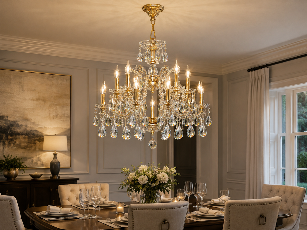 Maria Theresa 19-Light Swedish Cut Asfour Crystal Chandelier for Dining Room