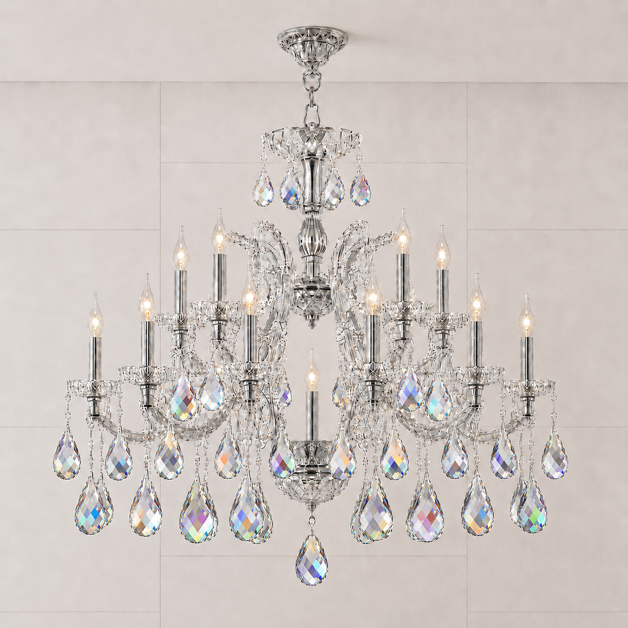 Maria Theresa 19-Light Swedish Cut Asfour Crystal Chandelier for Dining Room