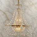 Modern Basket 8-Light Warm Brass Asfour Crystal Chandelier for Dining Room
