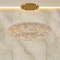 Inner Tube 8-Light Warm Brass Asfour Crystal Bead Chandelier for Dining Room