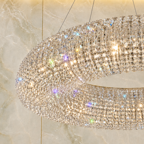 Inner Tube 8-Light Warm Brass Asfour Crystal Bead Chandelier for Dining Room