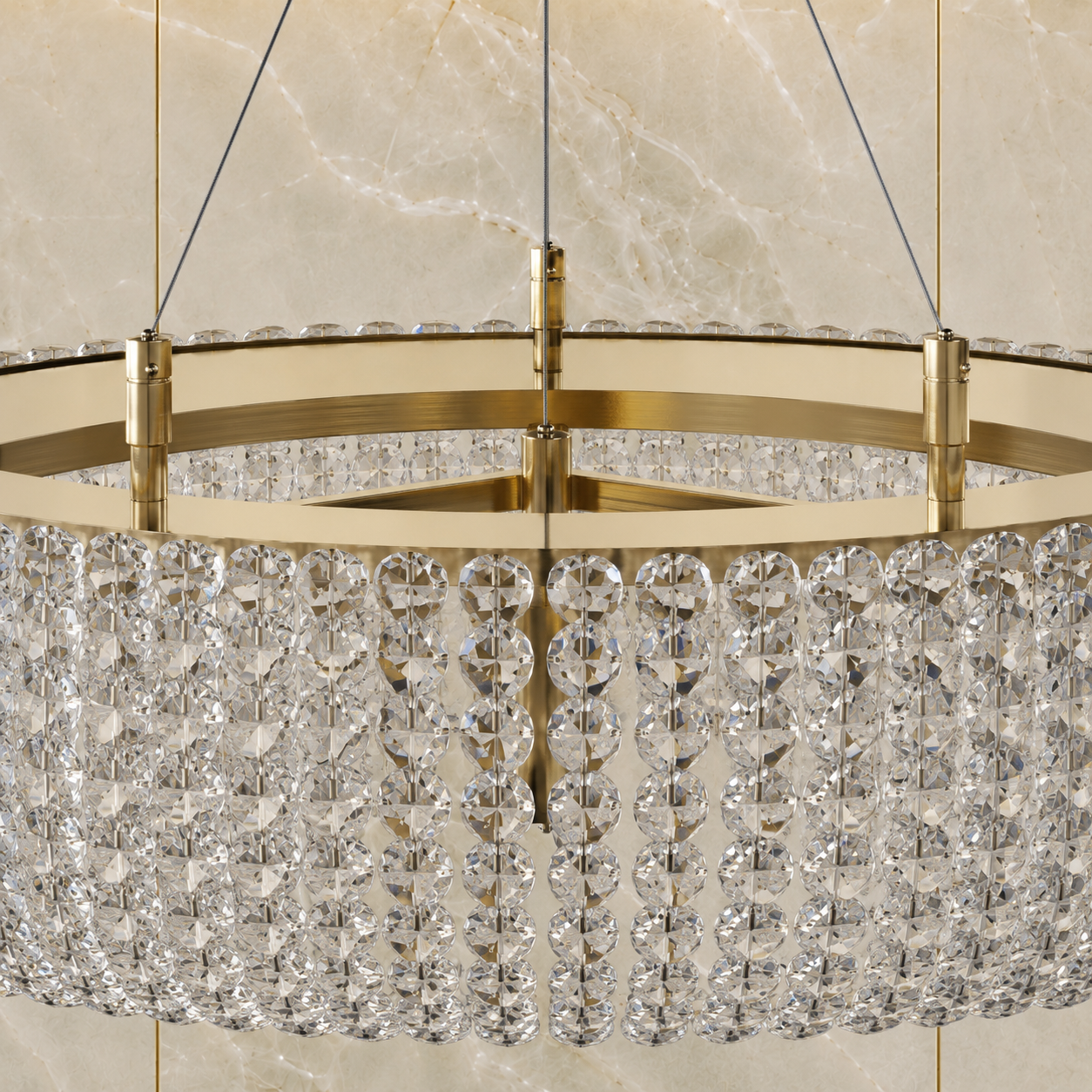 Inner Tube 8-Light Warm Brass Asfour Crystal Bead Chandelier for Dining Room