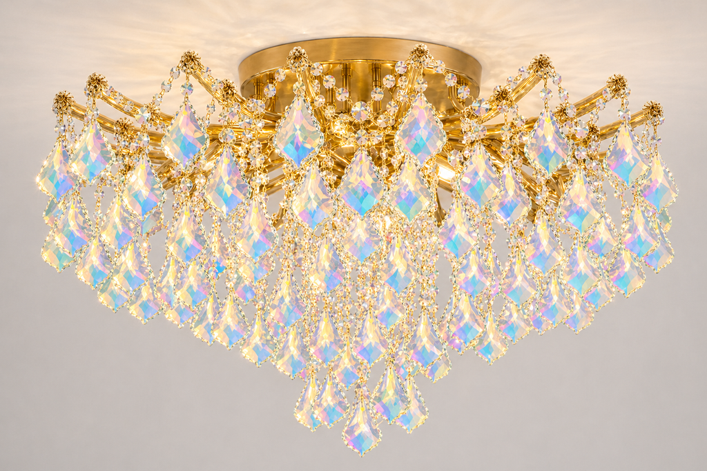 Maria Teresa 8-Light Asfour Crystal Flush Chandelier for Living Room
