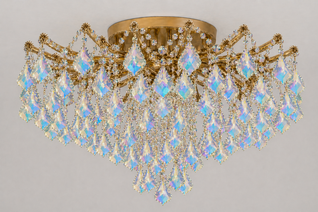 Maria Teresa 8-Light Asfour Crystal Flush Chandelier for Living Room