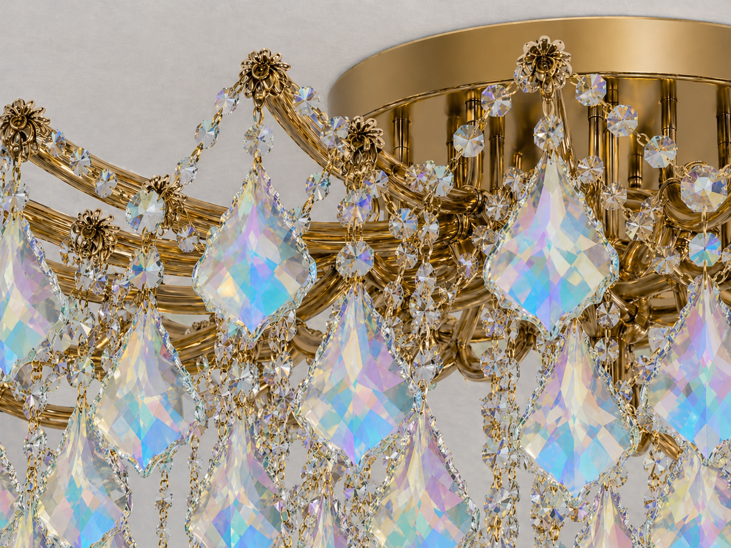 Maria Teresa 8-Light Asfour Crystal Flush Chandelier for Living Room