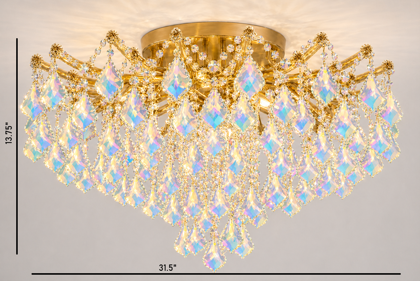 Maria Teresa 8-Light Asfour Crystal Flush Chandelier for Living Room