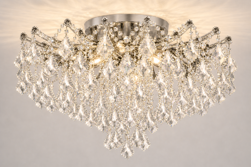 Maria Teresa 8-Light Asfour Crystal Flush Chandelier for Living Room