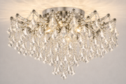 Maria Theresa Asfour Crystal Flush Mount Chandelier – 8-Light Low Ceiling Living Room & Bedroom Light