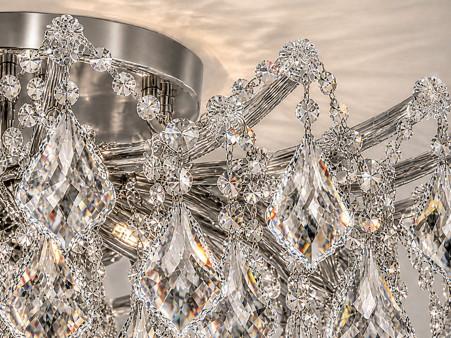 Maria Teresa 8-Light Asfour Crystal Flush Chandelier for Living Room