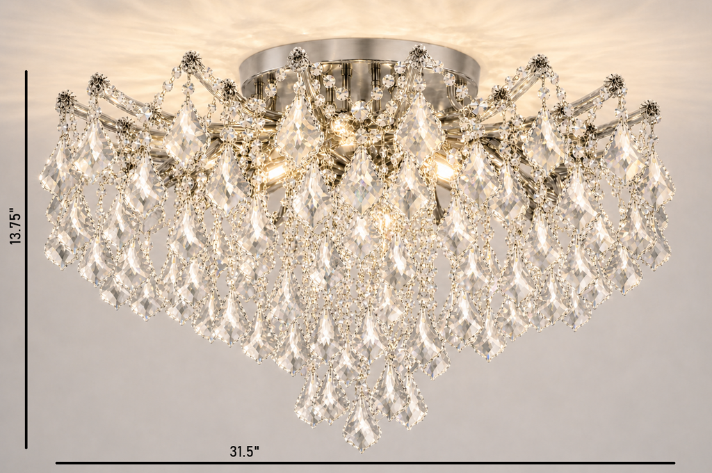 Maria Teresa 8-Light Asfour Crystal Flush Chandelier for Living Room