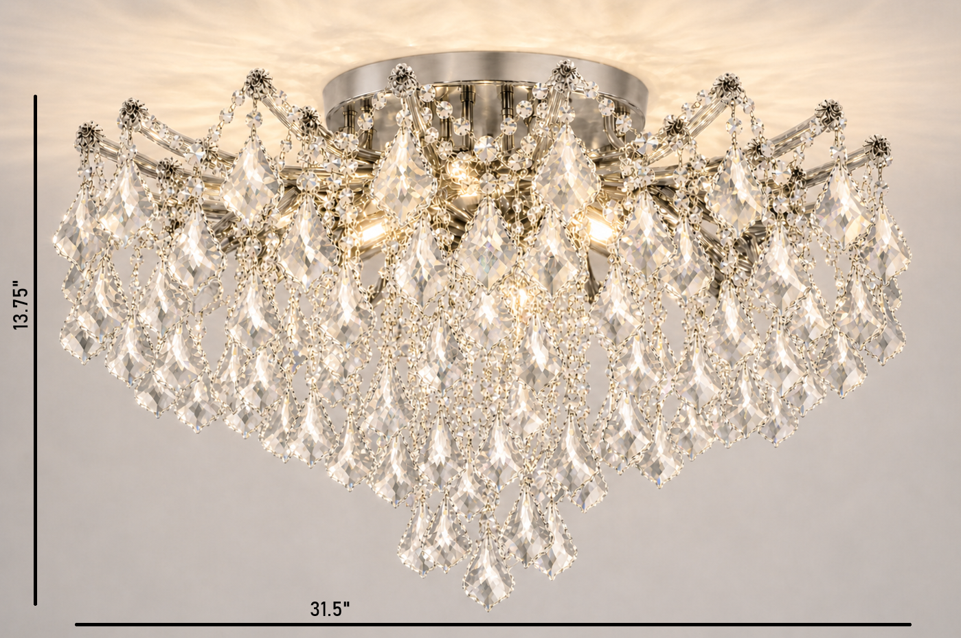 Maria Teresa 8-Light Asfour Crystal Flush Chandelier for Living Room
