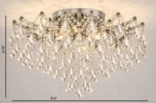 Maria Teresa 8-Light Asfour Crystal Flush Chandelier for Living Room