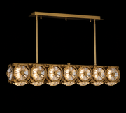Lokomotive Asfour Crystal Linear Chandelier – 7-Light Warm Brass Kitchen Island & Dining Room Light