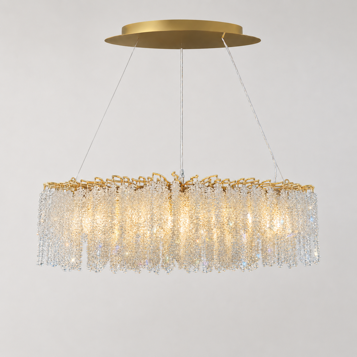 Snowfall Oval Branch 10-Light Asfour Crystal Chandelier for Dining Room