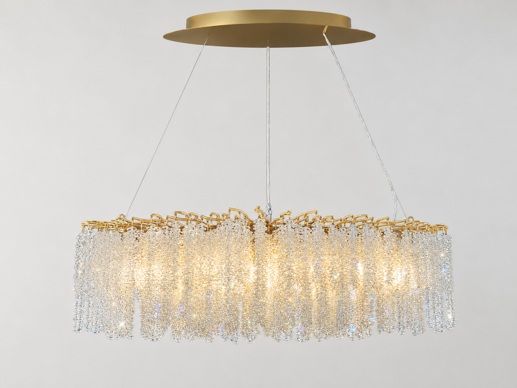 Snowfall Oval Branch 10-Light Asfour Crystal Chandelier for Dining Room