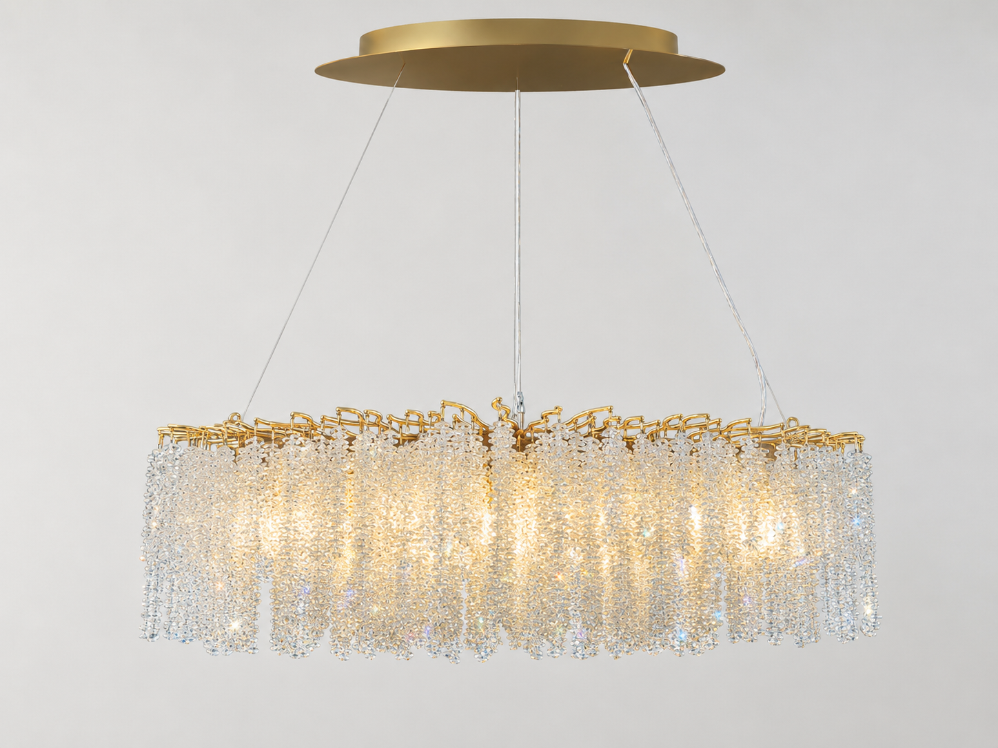 Snowfall Oval Branch 10-Light Asfour Crystal Chandelier for Dining Room