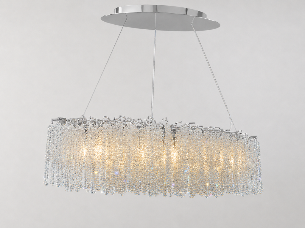 Snowfall Oval Branch 10-Light Asfour Crystal Chandelier for Dining Room