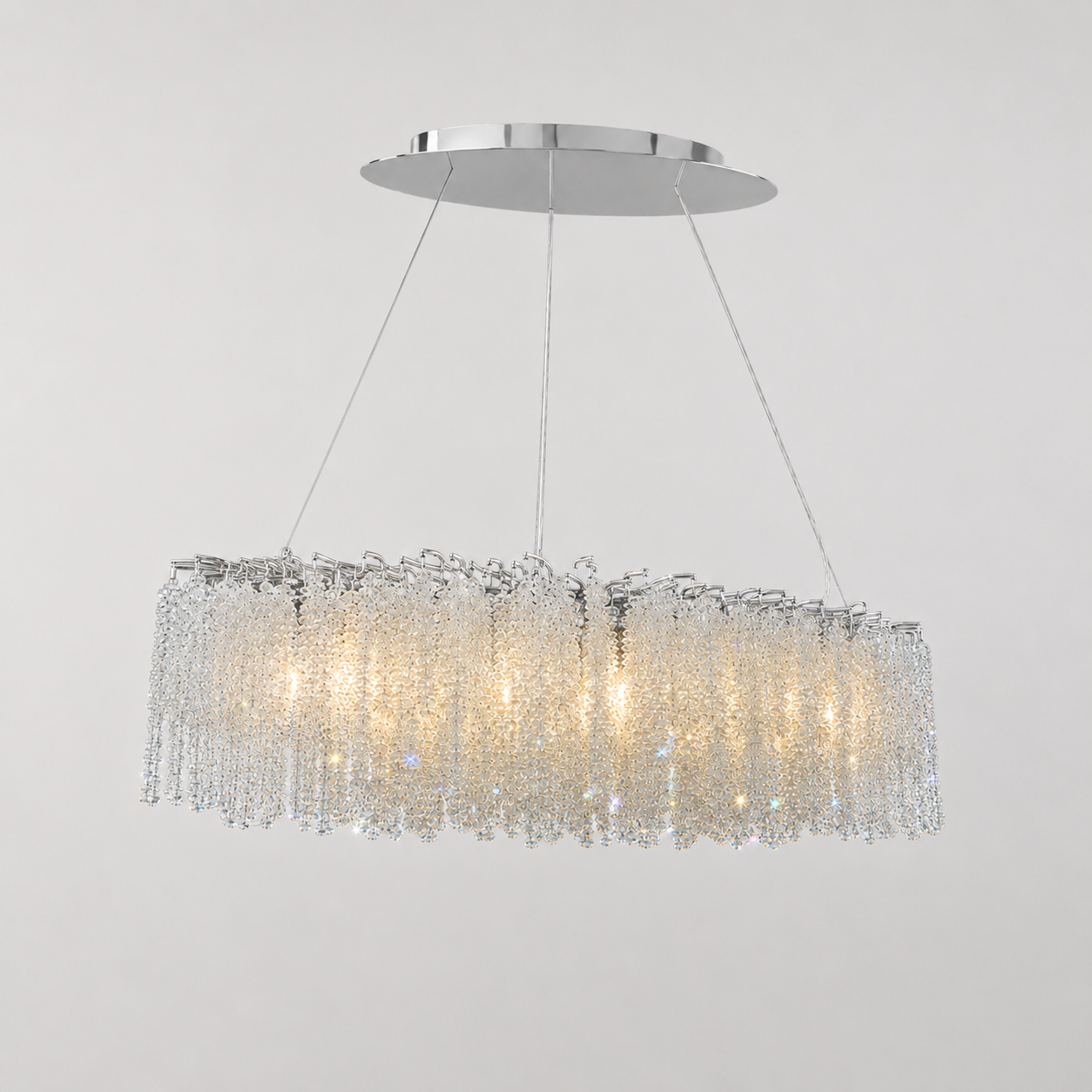 Snowfall Oval Branch 10-Light Asfour Crystal Chandelier for Dining Room