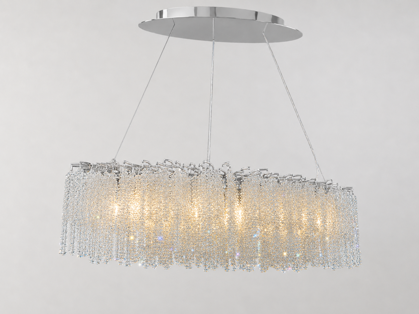 Snowfall Oval Branch 10-Light Asfour Crystal Chandelier for Dining Room