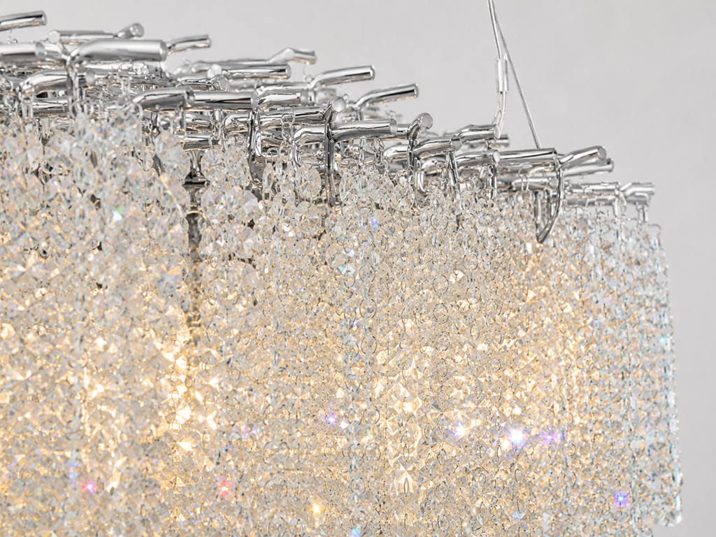 Snowfall Oval Branch 10-Light Asfour Crystal Chandelier for Dining Room
