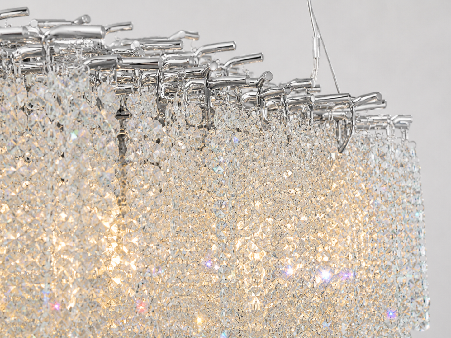 Snowfall Oval Branch 10-Light Asfour Crystal Chandelier for Dining Room