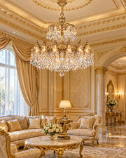 Luxor Asfour Crystal Chandelier – 12-Light 24K Oxidized Gold Dining Room & Entryway Light