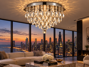 Regenschauer Asfour Crystal Flush Mount Chandelier – 14-Light 23-Inch Low Ceiling Light