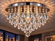 Regenschauer Asfour Crystal Flush Mount Chandelier – 14-Light 23-Inch Low Ceiling Light