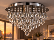 Regenschauer Asfour Crystal Flush Mount Chandelier – 14-Light 23-Inch Low Ceiling Light