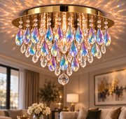 Regenschauer Asfour Crystal Flush Mount Chandelier – 14-Light 23-Inch Low Ceiling Light